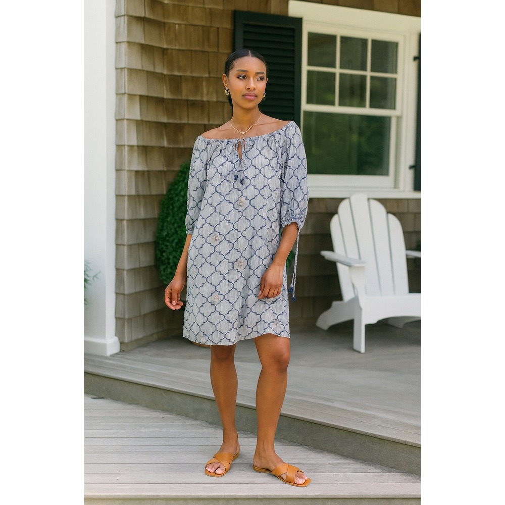 Nimo With Love Women's‎ Block Printed Adjustable Lightweight Tunic Dress- Size M